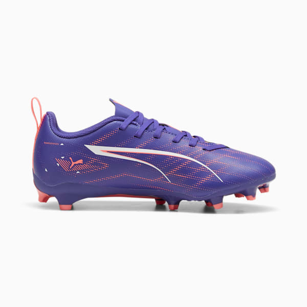 Chaussures de soccer à crampons pour terrain dur/terrain artificiel ULTRA 5 PLAY pour enfants, Lapis Lazuli-PUMA White-Sunset Glow, extralarge